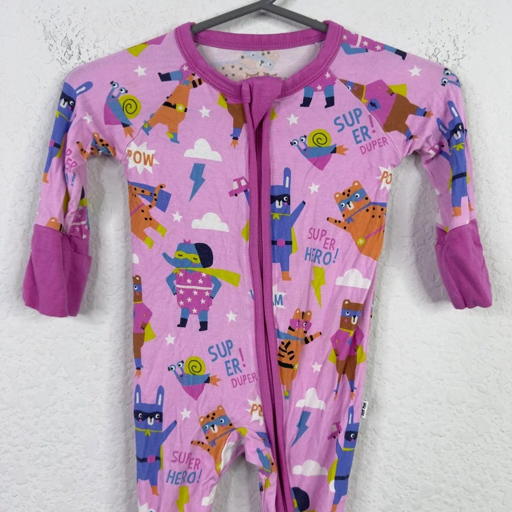 Little Sleepies Milkberry 2PC Pajama Bundle NB 0-3M Bamboo Superhero Leopard‎